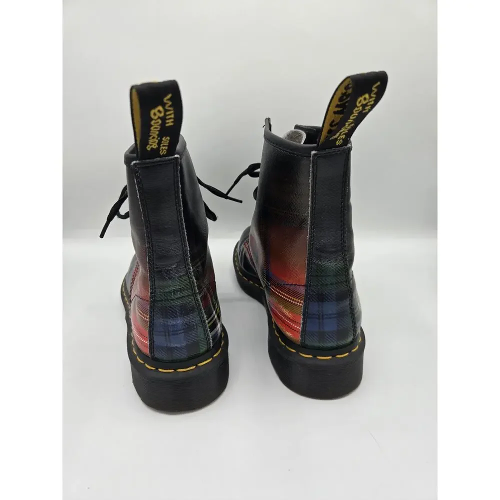 Dr. Martens 1460 Tartan Plaid Leather 8 Eye Lace Up Combat Boot Unisex 8M/9L - Picture 3 of 9